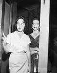 At courtroom door, Mrs. Shipley and Shirley Titus