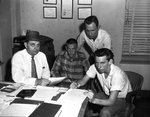 Woody Blanton, Sheriff, Grady Grant, 17, Gerald Don Coffin, 17, with K. W. Sampson, assistant county atty. by Tony Slaughter