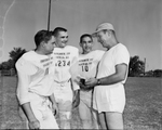 Paschal backfield. Tommy Ryan, Stan Standridge, Ronnie Sutherland with Coach Bill Allen