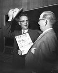 Dr. Leonard Gozz, Cleveland, with J. B. Baker, Jr. visiting Forest Park Zoo