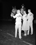 Kent Lawrence, Sharla Pepper & Bill Wombie, Cheerleaders from Tech with Donald Hollar, Red raider before game