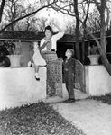 Garden Gate: Mrs. Ned James With Children Nancy and Mac by Harry Cabluck Jr.