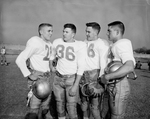 Air Force Academy Football posed. Falcon defenders: Mike Rawlins, Steve Galios, Eddie Fosane and George Pupich by Al Panzera
