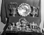 Display of Antique silver service from 1903