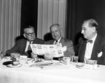 Dallas Fort Worth Texas, Advertising Club luncheon in Dallas, Texas. Left to right E. M. (Ted) Dealey, Amon Carter and Gilbert T. Hodges, of New York