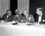 Dallas Fort Worth Texas, Advertising Club luncheon in Dallas, Texas. Left to right E. M. (Ted) Dealey, John W. Carpenter, Amon Carter and Gilbert T. Hodges, of New York