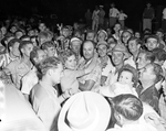 Orville Mills receives Southwestern U.S. Championship stock car race trophy at Arlington Downs by Al Panzera