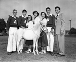 Arlington High School Cheerleaders and Tom Vandergriff with horse mascot
