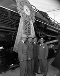Dedication ceremonies for "Will Rogers" retired steam locomotive to be permanently displayed on Southwestern Exposition & Fat Stock Show Grounds
