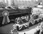 Dedication ceremonies for "Will Rogers" retired steam locomotive to be permanently displayed on Southwestern Exposition & Fat Stock Show Grounds