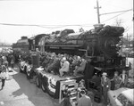 Dedication ceremonies for "Will Rogers" retired steam locomotive to be permanently displayed on Southwestern Exposition & Fat Stock Show Grounds