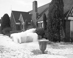 Snow-covered yard of the Dan Matheson home, 2500 Cockrell Avenue, Fort Worth, Texas