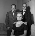 Mrs. Robert L. Ward, President of the Creative Arts Study Club with sons, Wendell and Warren