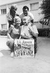 Casa Manana, "Li'l Abner" cast arrive: Willi Burke, John Craig, Billie Hayes, and Joe E. Marks