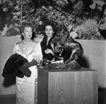 Miss Nina Cullinan and Mrs. Parker Cushman with Statue