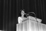 Mrs. Joyce Rogers, with Jeane Dixon; Jeane Dixon, speaking