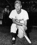 Jim Delsing, major league player with several teams, wears the uniform of the DFW Rangers baseball club