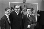 Fort Worth Art Center's successful bid for Picasso's "Femme Couchee Lisant," purchased by, from left, Edward R. Hudson Junior, Sam B. Cantey III, and Donald Burrows, 02/06-07/1967