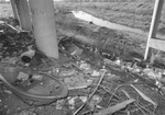 Trash under Trinity River bridge near Beach Street