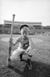 John David McPherson at empty Arlington Stadium during baseball strike by Al Panzera
