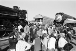 Governor Dolph Briscoe in crowd during ceremony transferring Engine 610 to the American Freedom Train Foundation