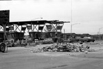 Dismantling toll booths at the closure of the Dallas-Fort Worth Turnpike