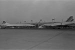 British Airways and Air France Concorde jets parked at DFW International Airport
