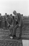Mayor S. J. Stovall and Wendell Nedderman at stadium groundbreaking