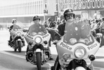 Dallas police officers on motorcycles at Ku Klux Klan march in downtown Dallas by Rodger Mallison