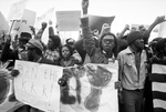 Crowd of protesters holding signs at Ku Klux Klan march in downtown Dallas by Rodger Mallison