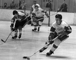 Lee Carpenter (#2), plays defense for the Fort Worth Wings ice hockey team