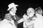 Cleburne High School football coach Chuck Curtis giving instructions to players during game against Brownwood at Texas Christian University (T. C. U.) Amon Carter Stadium by John Costello