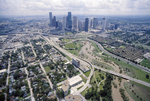 Aerial view of Houston showing aftermath of Hurricane Alicia