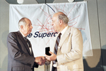 Fort Worth Mayor Bob Bolen presents Jerome Friedman a key to the city of Fort Worth by Milton Adams