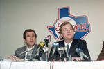 George W. Bush Tom Schieffer at Arlington Stadium news conference by Carolyn Bauman