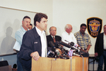 Texas Lieutenant Governor Rick Perry at press conference following tornado in Fort Worth