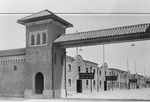 Entrance and gate to Mule Alley in Fort Worth Stockyards