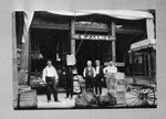 M. T. Lewis, who operated a grocery at 404 Houston Street, Fort Worth, Texas with (left to right) Walter Head, unidentified deliveryman, M. T. Lewis, Eugene Head and Will Baker