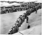 Bracero program, camp in south Texas; some of the one thousand Mexican citizens processed daily at McAllen, Texas detention center