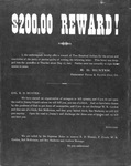 $200.00 reward poster from R. D. Hunter, President of Texas and Pacific Coal Company for the authors of a threatening letter signed by "Avengers," Thurber, Texas