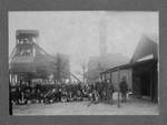 Miners at Tipple mine with a blacksmith's shop, Thurber, Texas