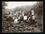 Thurber, Texas residents pose on a rocky slope during a group outing