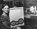 UTA student with "Architecture/UTA 72" sign