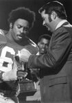 Hiram Burleson, University of Texas at Arlington football player, receiving MVP award