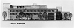 Architect's drawing of UTA's Fine Arts building, North Elevation