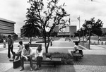 UTA library mall looking west to Texas Hall