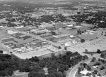 Aerial view of University of Texas at Arlington (U. T. A.) campus and construction