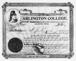 Stock Certificate for $50 issued to A.J. Rogers, Arlington College teacher