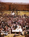 Homecoming proceedings on an outdoor stage at the University of Texas at Arlington (U. T. A.)