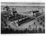 Illustrated poster showing airview of Carlisle Military Academy